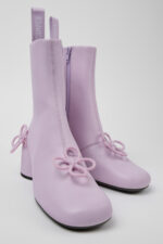 Twins Purple Leather Boots for Women