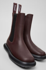 Onda Burgundy Leather Ankle Boots for Women.