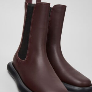 Onda Burgundy Leather Ankle Boots for Women.