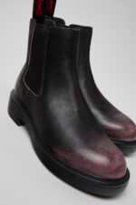 Dean Black and Pink Leather Ankle Boots for Women.