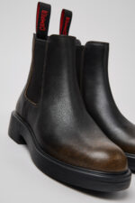 Dean Black and Brown Leather Ankle Boots for Women.