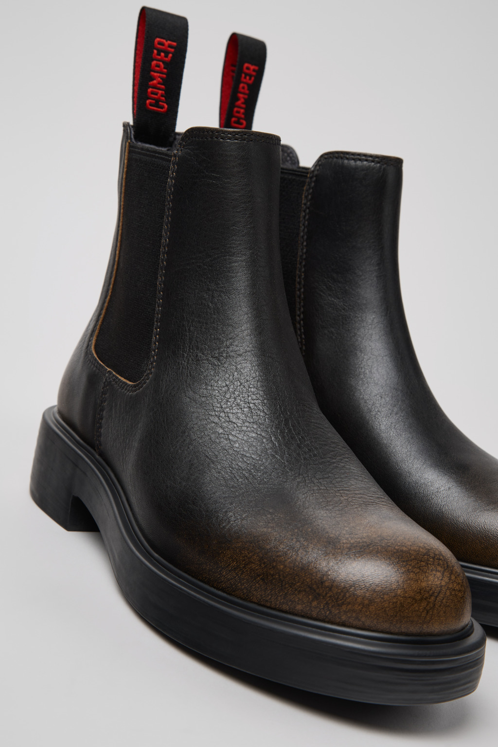 Dean Black and Brown Leather Ankle Boots for Women.