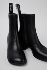 Kora Black Leather Mid Boots for Women.