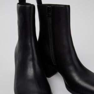 Kora Black Leather Mid Boots for Women.