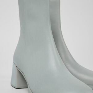 Kora Gray Leather Mid Boots for Women.