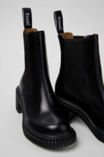 Pix London Black Leather Mid Boots for Women.