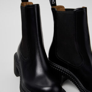 Pix London Black Leather Mid Boots for Women.