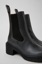 Pix London Gray Leather Mid Boots for Women.