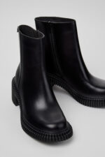 Pix London Black Leather Mid Boots for Women.