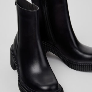 Pix London Black Leather Mid Boots for Women.