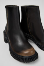 Pix London Black Leather Mid Boots for Women.