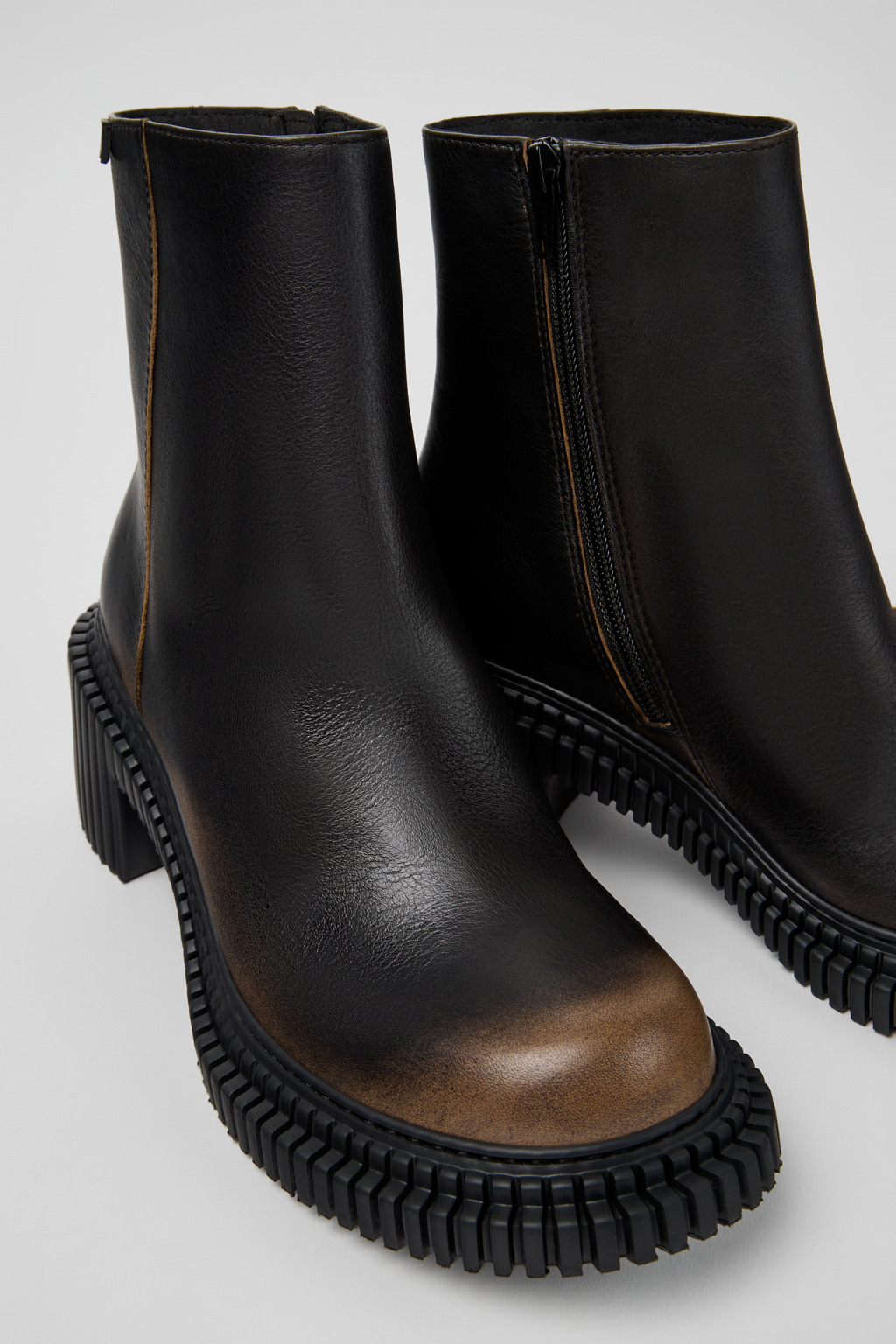Pix London Black Leather Mid Boots for Women.