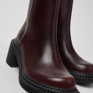 Pix London Burgundy Leather Mid Boots for Women.