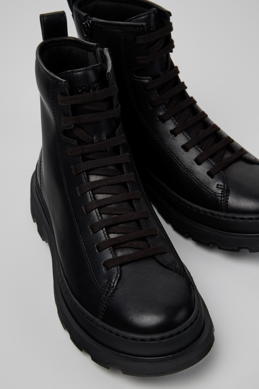 Brutus+ Black Leather Mid Boots for Women.