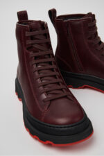 Brutus+ Burgundy Leather Mid Boots for Women.