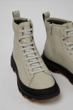 Brutus+ Gray Leather Mid Boots for Women.