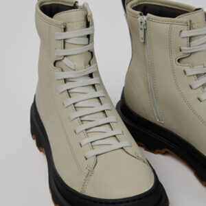 Brutus+ Gray Leather Mid Boots for Women.