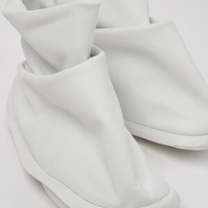 Camper x ISSEY MIYAKE - Peu Form White Leather Ankle Boots for Women.