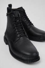 Pix Black Leather Ankle Boots for Women.