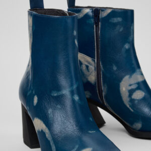 Karole Blue Leather Ankle Boots for Women.