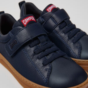 Runner Blue Leather and Textile Sneakers for Kids.