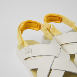Oruga White leather and textile sandals for kids