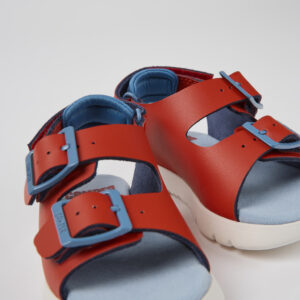 Oruga Red leather sandals for kids