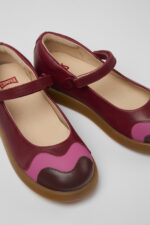 Twins Burgundy and pink leather Mary Jane flats