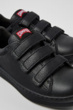 Runner Black Leather and Textile Sneakers for kids.