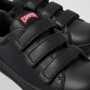 Runner Black Leather and Textile Sneakers for kids.