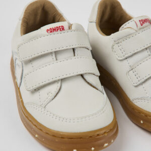 Runner White non-dyed leather sneakers for kids