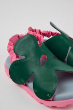 Brutus Sandal Green and pink leather sandals for kids