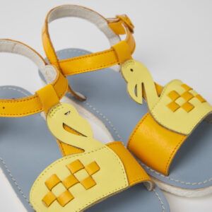 Twins Yellow and orange leather sandals for kids
