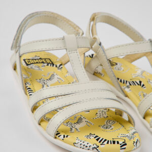 Twins White leather sandals for kids