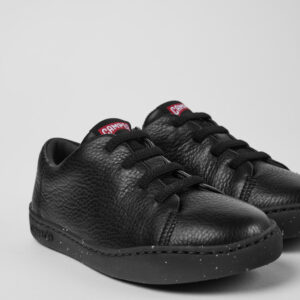 Peu Touring Black leather sneakers for kids