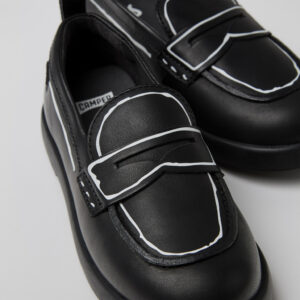 Twins Black leather shoes for kids