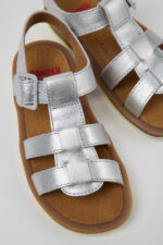Bicho Silver Leather Kids' Sandal.