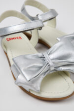 Right Silver Leather Sandals for Kids.