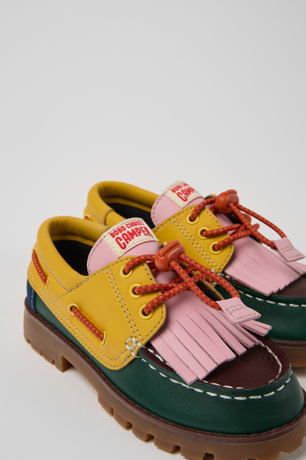 Bobo Choses x Camper Multicolor Leather and Nubuck Nautical Shoes for Kids.