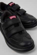 Runner Black Leather and Nubuck Sneakers for Kids.