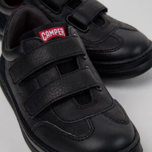 Runner Black Leather and Nubuck Sneakers for Kids.