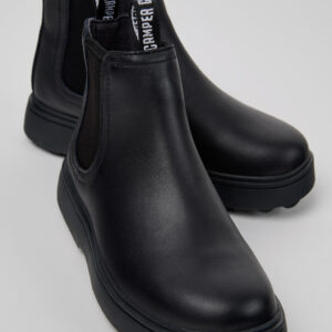 Norte Black Leather Ankle Boots for Kids.