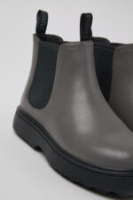 Norte Grey leather boots for kids