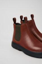Norte Brown-red leather boots for kids