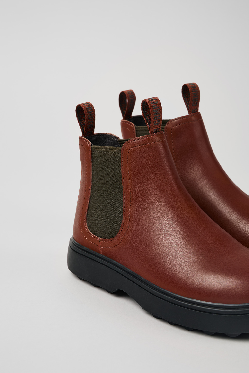 Norte Brown-red leather boots for kids