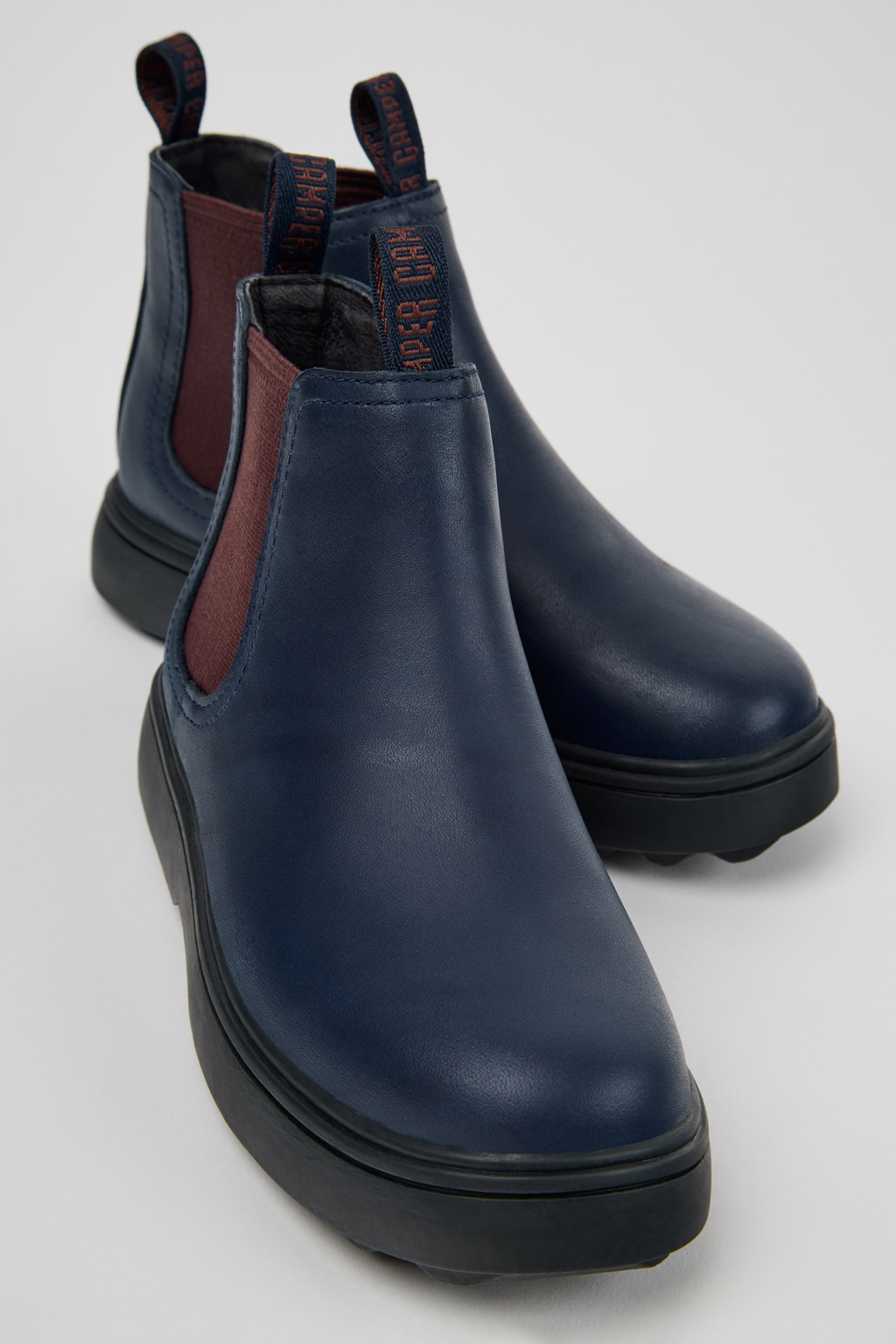 Norte Blue Leather Ankle Boots for Kids.
