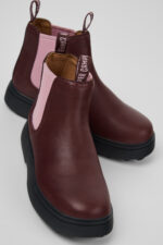 Norte Burgundy Leather Ankle Boots for Kids.