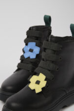 Twins Black leather lace-up boots