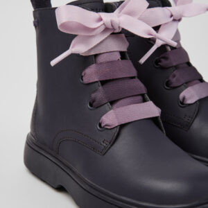 Norte Purple leather ankle boots for kids