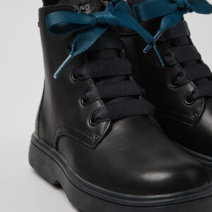 Norte Black leather ankle boots for kids